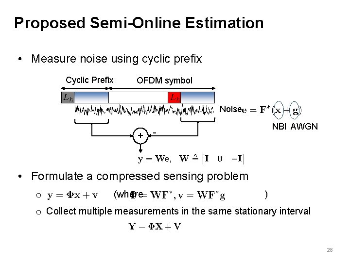 Proposed Semi-Online Estimation • Measure noise using cyclic prefix Cyclic Prefix OFDM symbol Noise