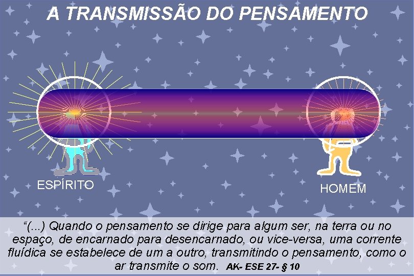A TRANSMISSÃO DO PENSAMENTO ESPÍRITO HOMEM “(. . . ) Quando o pensamento se