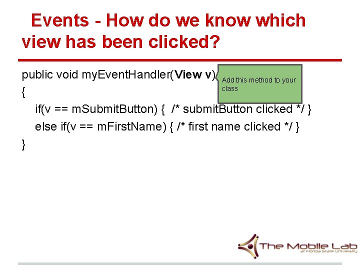 Events - How do we know which view has been clicked? public void my.