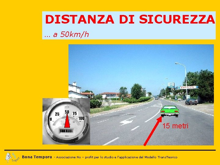 DISTANZA DI SICUREZZA … a 50 km/h 15 metri Bona Tempora - Associazione No