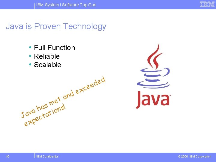 IBM System i Software Top Gun Java is Proven Technology • Full Function •