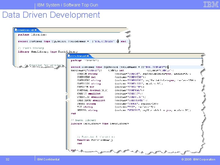 IBM System i Software Top Gun Data Driven Development Cre a The te an