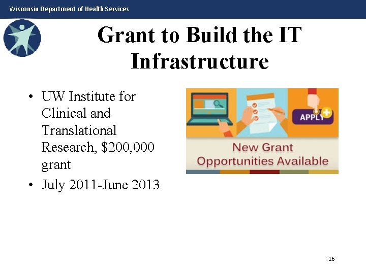 Wisconsin Department of Health Services Grant to Build the IT Infrastructure • UW Institute