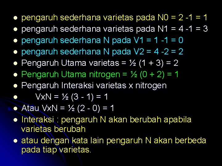 l l l pengaruh sederhana varietas pada N 0 = 2 -1 = 1