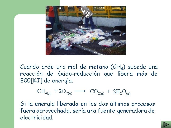 Cuando arde una mol de metano (CH 4) sucede una reacción de óxido-reducción que