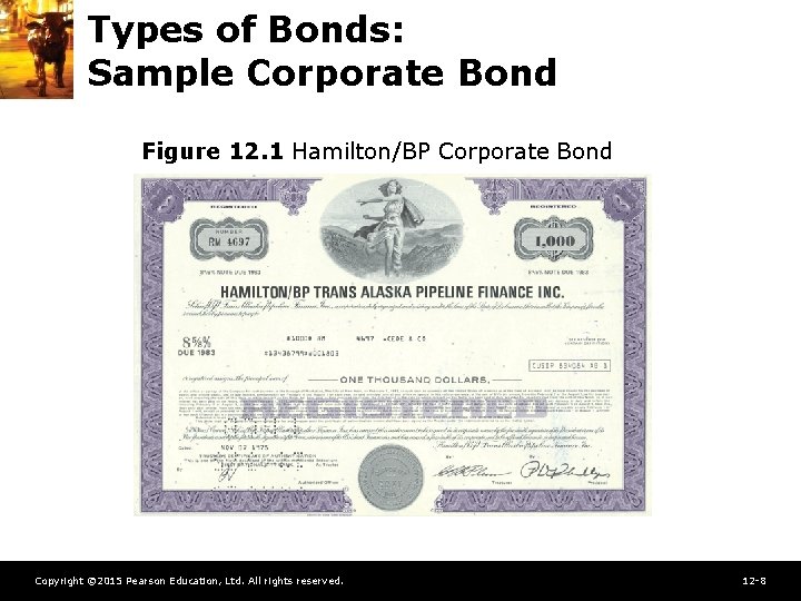 Types of Bonds: Sample Corporate Bond Figure 12. 1 Hamilton/BP Corporate Bond Copyright ©
