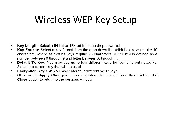 Wireless WEP Key Setup 