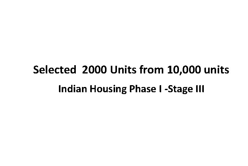 Selected 2000 Units from 10, 000 units Indian Housing Phase I -Stage III 