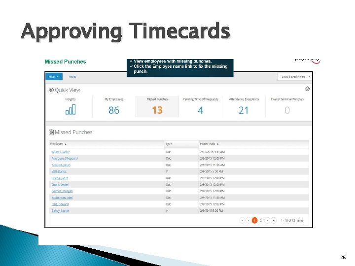 Approving Timecards 26 