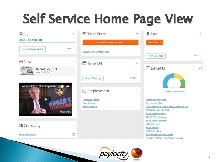 Self Service Home Page View 8 