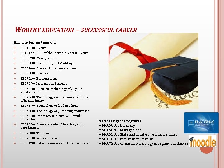 WORTHY EDUCATION – SUCCESSFUL CAREER Bachelor Degree Programs v 5 B 042100 Design v
