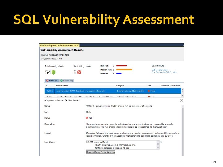 SQL Vulnerability Assessment 18 