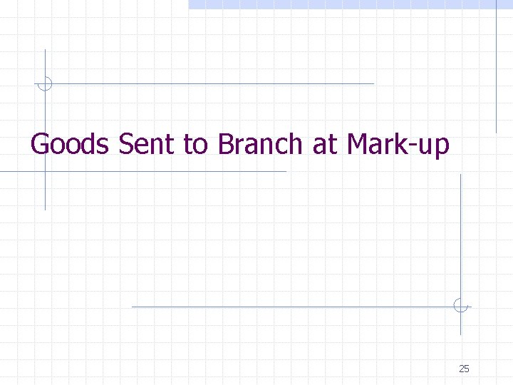 Goods Sent to Branch at Mark-up 25 