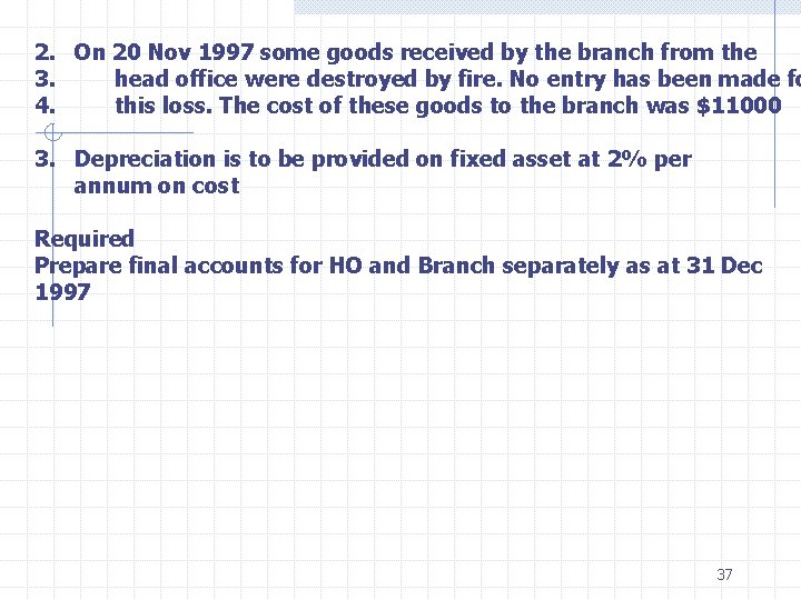 2. On 20 Nov 1997 some goods received by the branch from the 3.