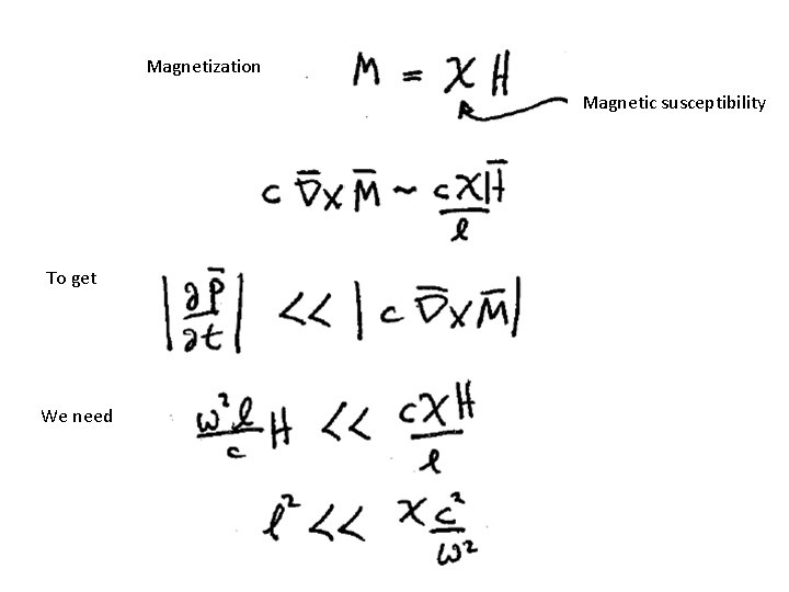 Magnetization Magnetic susceptibility To get We need 