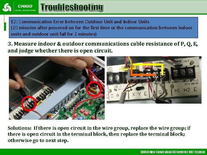 Troubleshooting E 2: Communication Error between Outdoor Unit and Indoor Units (20 minutes after