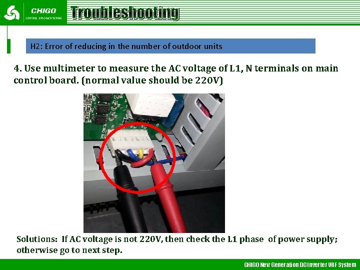 Troubleshooting H 2: Error of reducing in the number of outdoor units 4. Use