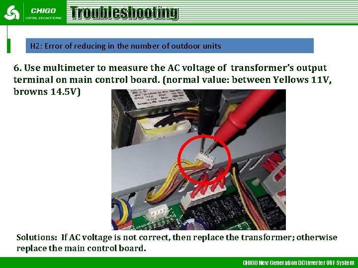 Troubleshooting H 2: Error of reducing in the number of outdoor units 6. Use