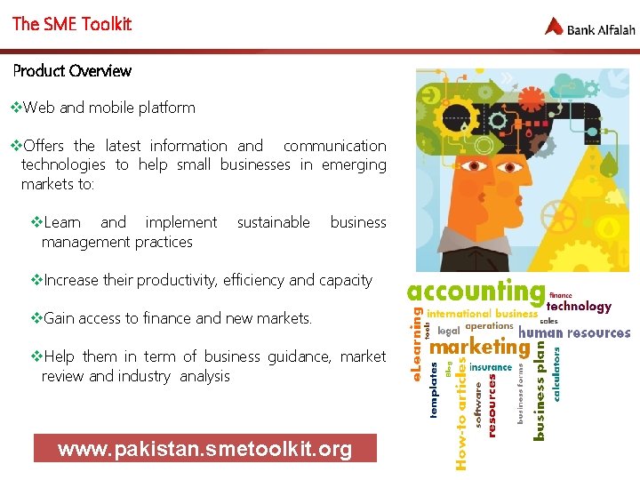 The SME Toolkit Product Overview Web and mobile platform Offers the latest information and