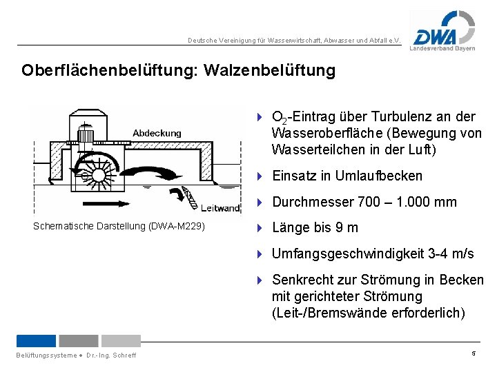 Deutsche Vereinigung für Wasserwirtschaft, Abwasser und Abfall e. V. Oberflächenbelüftung: Walzenbelüftung 4 O 2