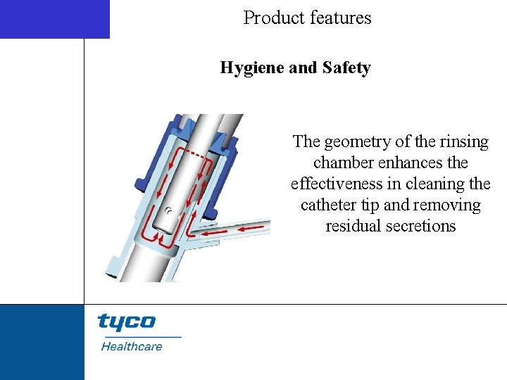 Product features Hygiene and Safety The geometry of the rinsing chamber enhances the effectiveness
