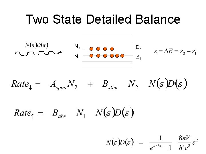 Two State Detailed Balance N 2 E 2 N 1 E 1 