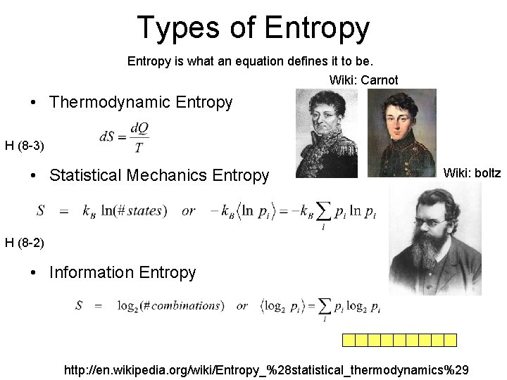 Types of Entropy is what an equation defines it to be. Wiki: Carnot •