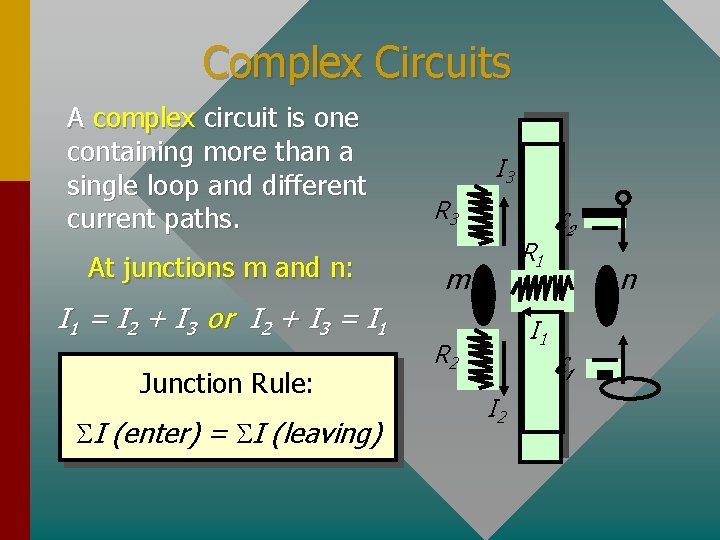 Complex Circuits A complex circuit is one containing more than a single loop and