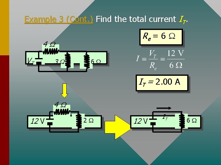 Example 3 (Cont. ) Find the total current IT. Re = 6 W 4