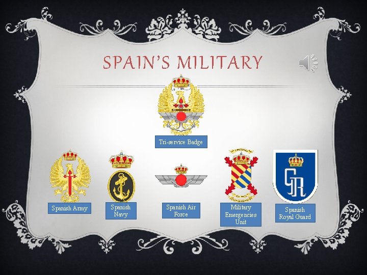 SPAIN’S MILITARY Tri-service Badge Spanish Army Spanish Navy Spanish Air Force Military Emergencies Unit