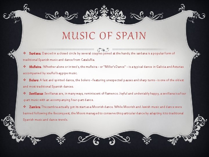 MUSIC OF SPAIN v Sardana: Danced in a closed circle by several couples joined