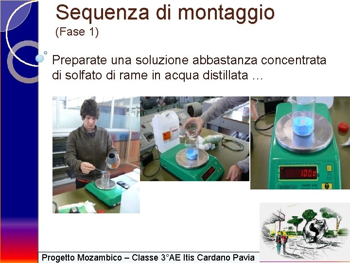 Sequenza di montaggio (Fase 1) Preparate una soluzione abbastanza concentrata di solfato di rame