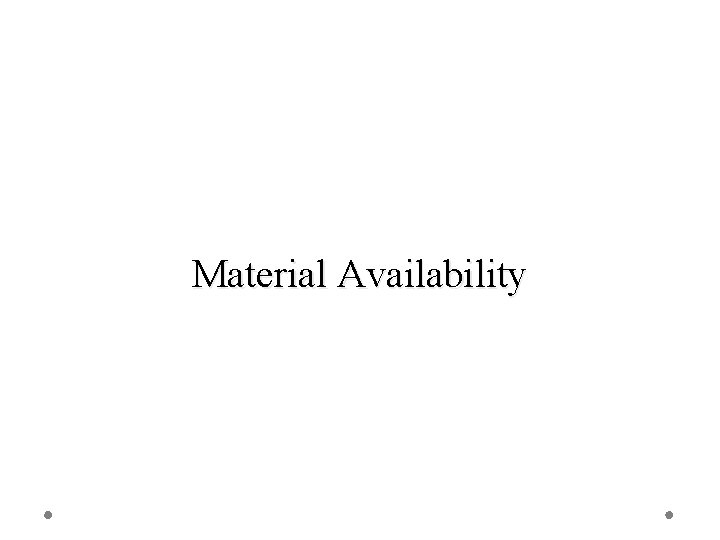 Material Availability 