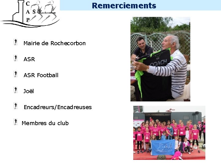 Remerciements Mairie de Rochecorbon ASR Football Joël Encadreurs/Encadreuses Membres du club INTERNE 