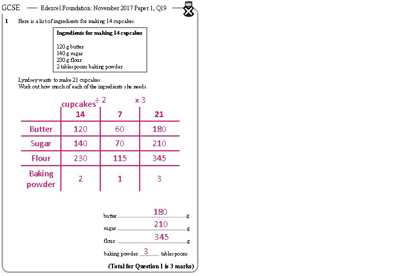 GCSE 1 Edexcel Foundation: November 2017 Paper 1, Q 19 Here is a list