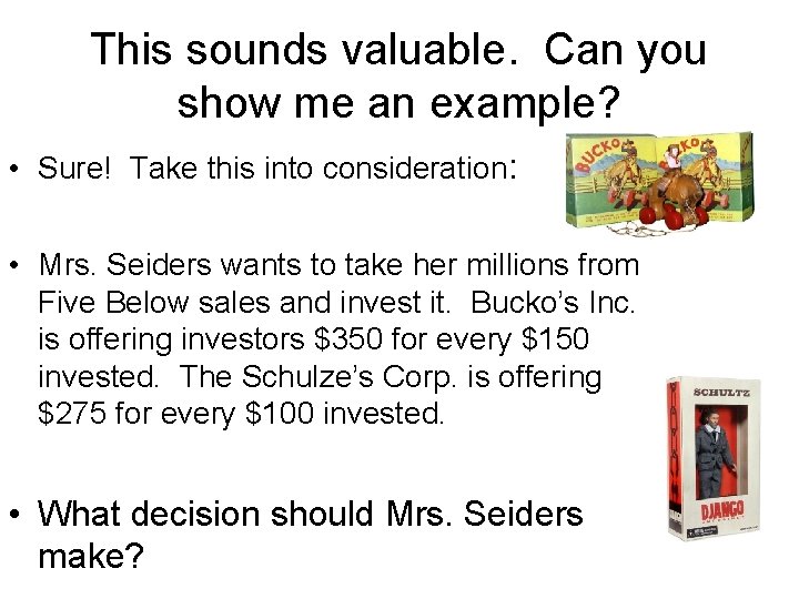 This sounds valuable. Can you show me an example? • Sure! Take this into