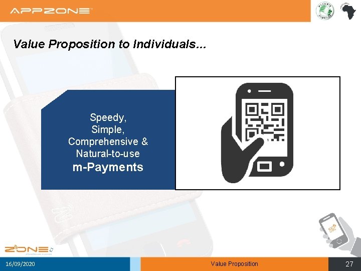 Value Proposition to Individuals… Speedy, Simple, Comprehensive & Natural-to-use m-Payments 16/09/2020 Value Proposition 27