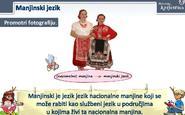 Manjinski jezik Promotri fotografiju. Manjinski je jezik nacionalne manjine koji se su znamo Gdje