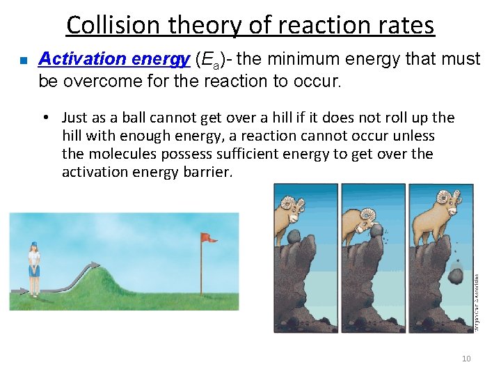 Collision theory of reaction rates n Activation energy (Ea)- the minimum energy that must