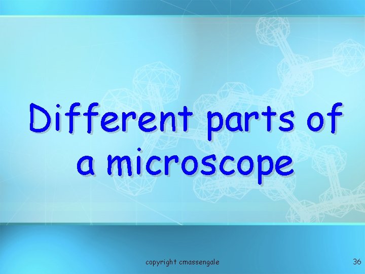 Different parts of a microscope copyright cmassengale 36 