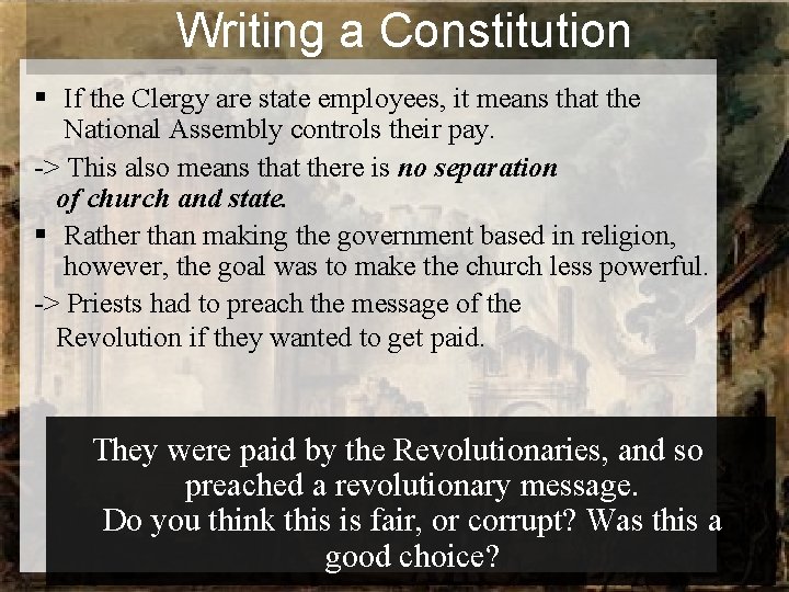 Writing a Constitution § If the Clergy are state employees, it means that the