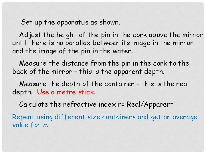  Set up the apparatus as shown. Adjust the height of the pin in