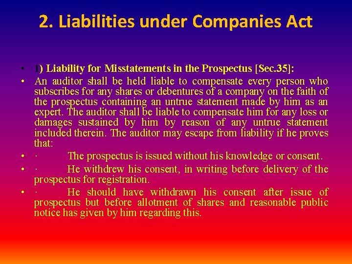 2. Liabilities under Companies Act • 1) Liability for Misstatements in the Prospectus [Sec.