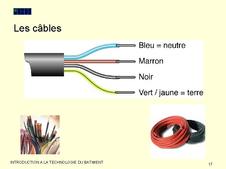 Les câbles INTRODUCTION A LA TECHNOLOGIE DU BATIMENT 17 