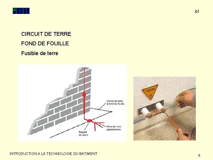 ci CIRCUIT DE TERRE FOND DE FOUILLE Fusible de terre INTRODUCTION A LA TECHNOLOGIE