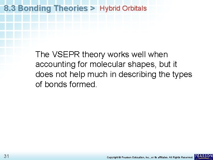 8. 3 Bonding Theories > Hybrid Orbitals The VSEPR theory works well when accounting