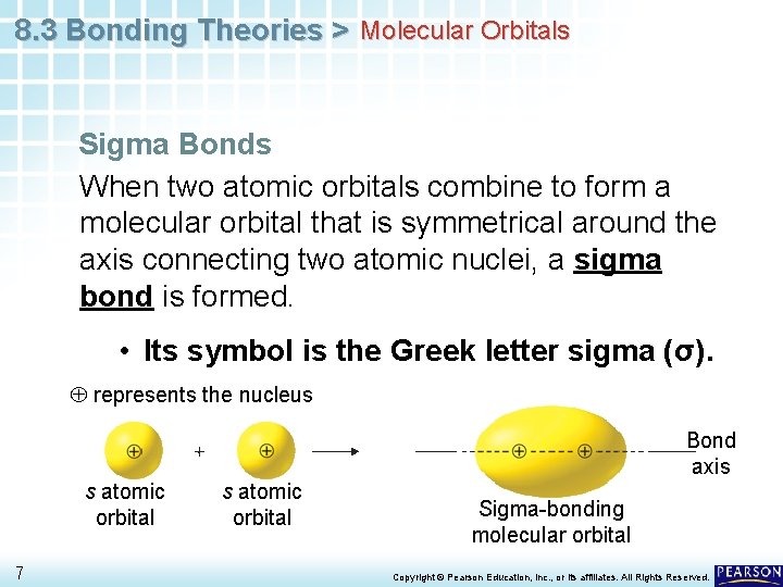 8. 3 Bonding Theories > Molecular Orbitals Sigma Bonds When two atomic orbitals combine