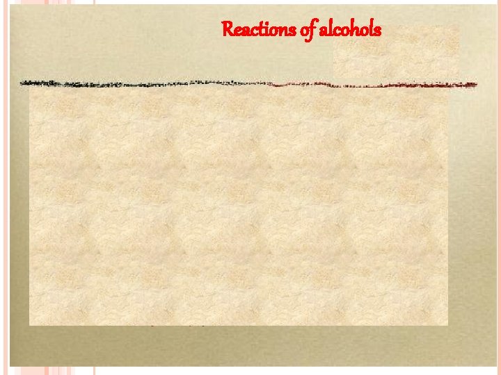Reactions of alcohols 