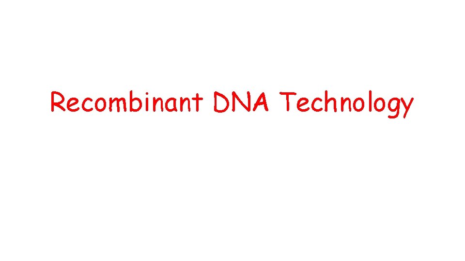 Recombinant DNA Technology 