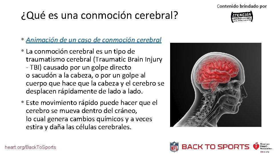 ¿Qué es una conmoción cerebral? • Animación de un caso de conmoción cerebral •